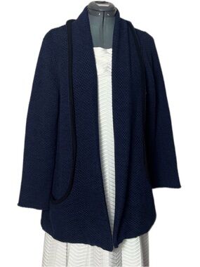 Habitat Open-Front Knit Cardigan slouchy Sweater in Navy Blue Women's Size Large